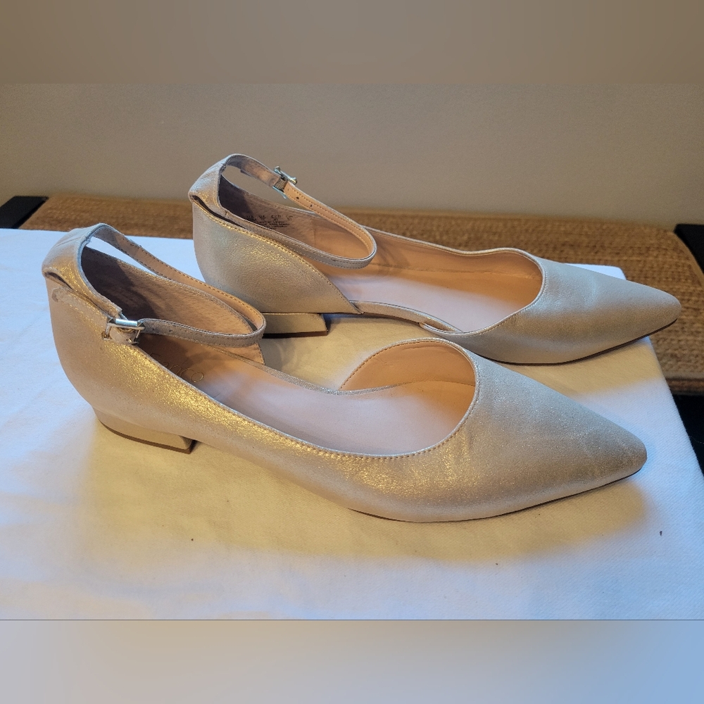 New With Box! Franco Sarto D' Orsay flats with ankle strap, sz 13, pearl